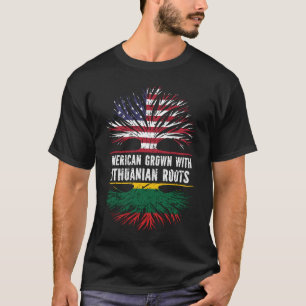 American Grown with Lithuanian Roots USA Flag T-Shirt