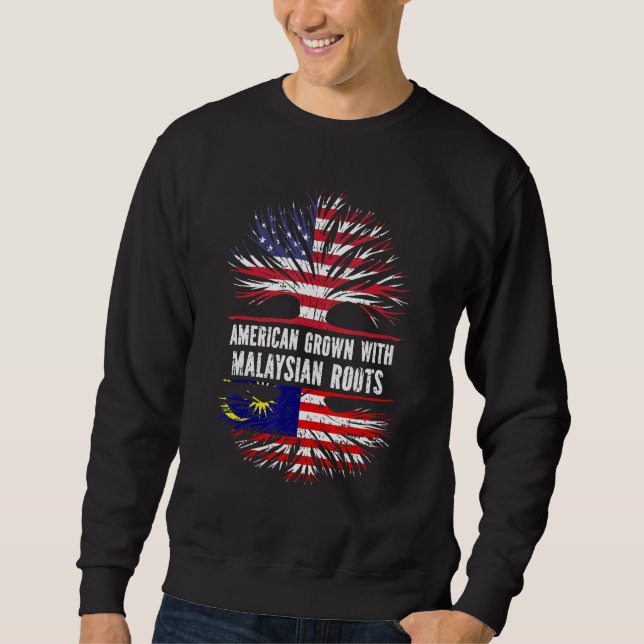 American Grown With Malaysian Roots Usa Flag Malay Sweatshirt (Front)