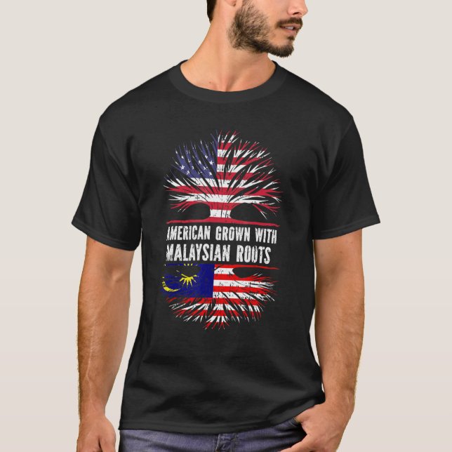American Grown With Malaysian Roots Usa Flag Malay T-Shirt (Front)