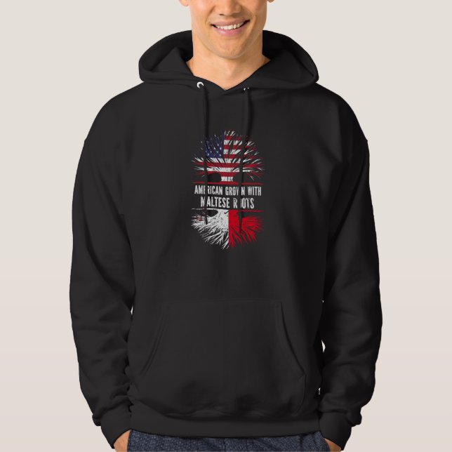 American Grown With Maltese Roots Usa Flag Malta Hoodie (Front)