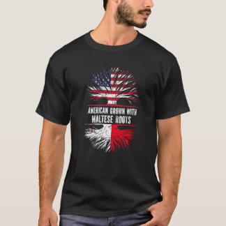 American Grown With Maltese Roots Usa Flag Malta T-Shirt