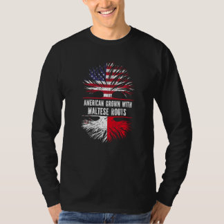 American Grown With Maltese Roots Usa Flag Malta T-Shirt