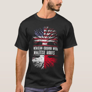 American Grown with Maltese Roots USA Flag T-Shirt