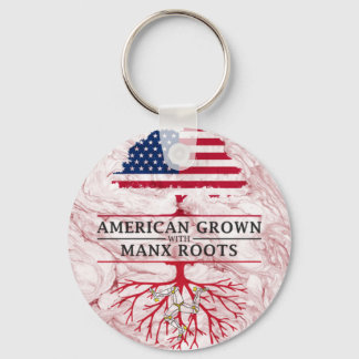 American Grown with Manx Roots Marble Style Design Key Ring