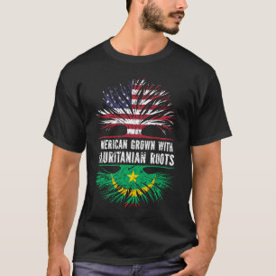 American Grown with Mauritanian Roots USA Flag T-Shirt