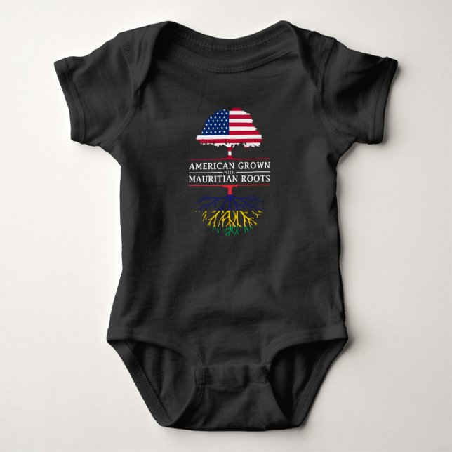 American Grown with Mauritian Roots   Mauritius Baby Bodysuit (Front)