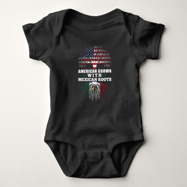 American Grown With Mexican Roots Baby Bodysuit (Front)