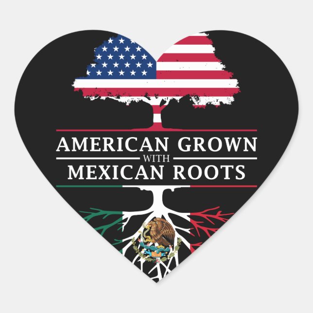 American Grown with Mexican Roots   Mexico Design Heart Sticker (Front)