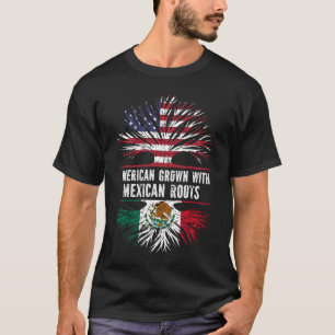 American Grown with Mexican Roots USA Flag T-Shirt
