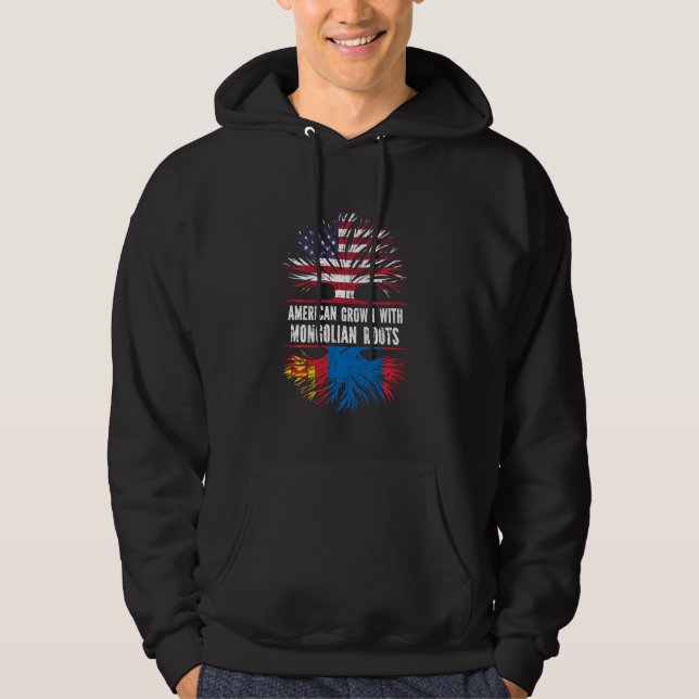 American Grown With Mongolian Roots Usa Flag Mongo Hoodie (Front)