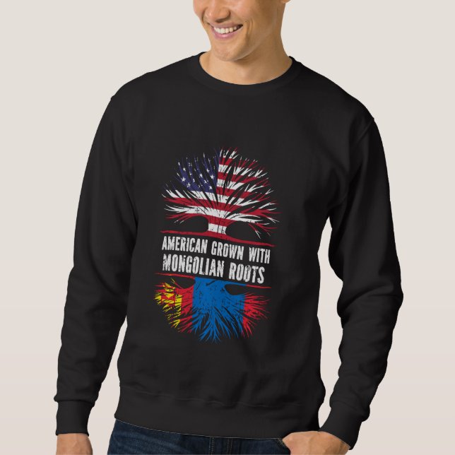 American Grown With Mongolian Roots Usa Flag Mongo Sweatshirt (Front)