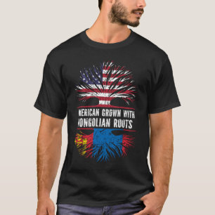 American Grown with Mongolian Roots USA Flag T-Shirt