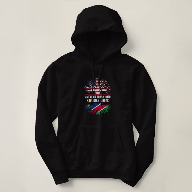 American Grown with Namibian Roots USA Flag Namibi Hoodie (Design Front)