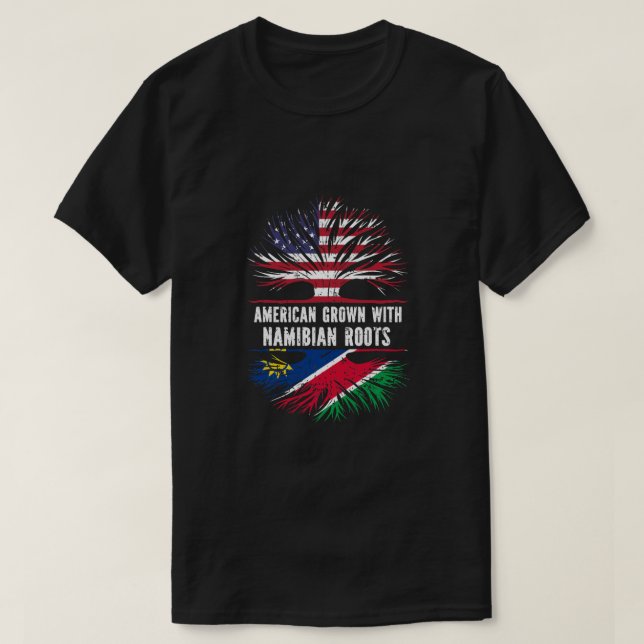 American Grown with Namibian Roots USA Flag Namibi T-Shirt (Design Front)