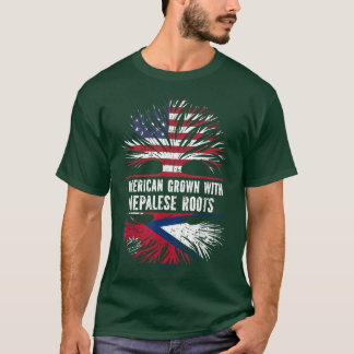 American Grown With Nepalese Roots Usa Flag Nepal  T-Shirt
