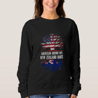 American Grown With New Zealand Roots Usa Flag New Sweatshirt