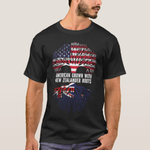 American Grown with New Zealander Roots USA Flag T-Shirt