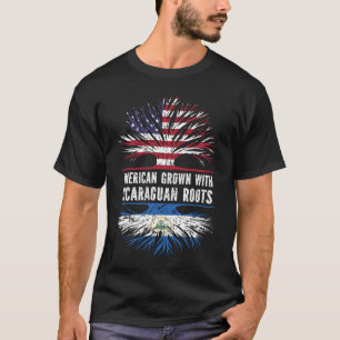 American Grown with Nicaraguan Roots USA Flag T-Shirt