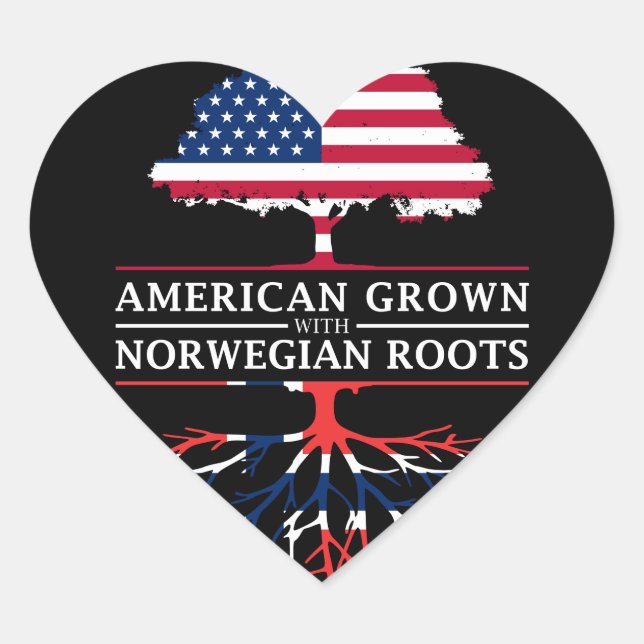 American Grown with Norwegian Roots   Norway Heart Sticker (Front)