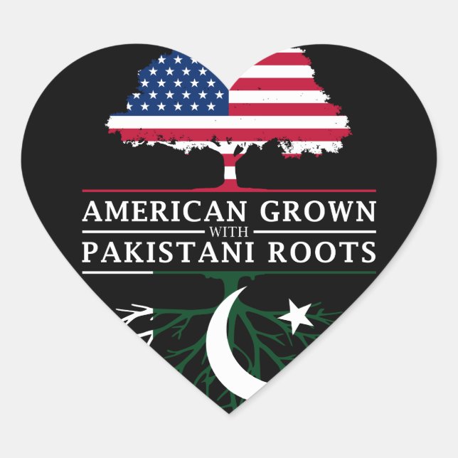 American Grown with Pakistani Roots   Pakistan Heart Sticker (Front)