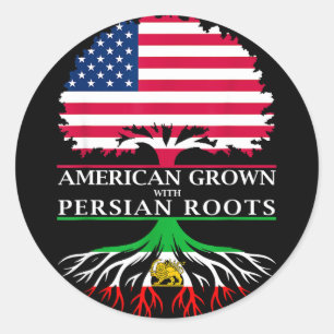 American grown with persian roots American grown w Classic Round Sticker