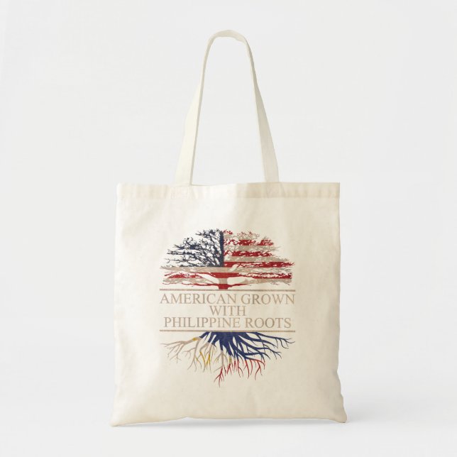American grown with philippine roots tote bag (Front)
