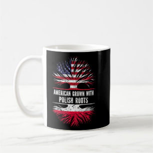 American Grown With Polish Roots Usa Flag Poland  Coffee Mug