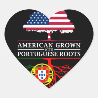American Grown with Portuguese Roots Portugal Heart Sticker