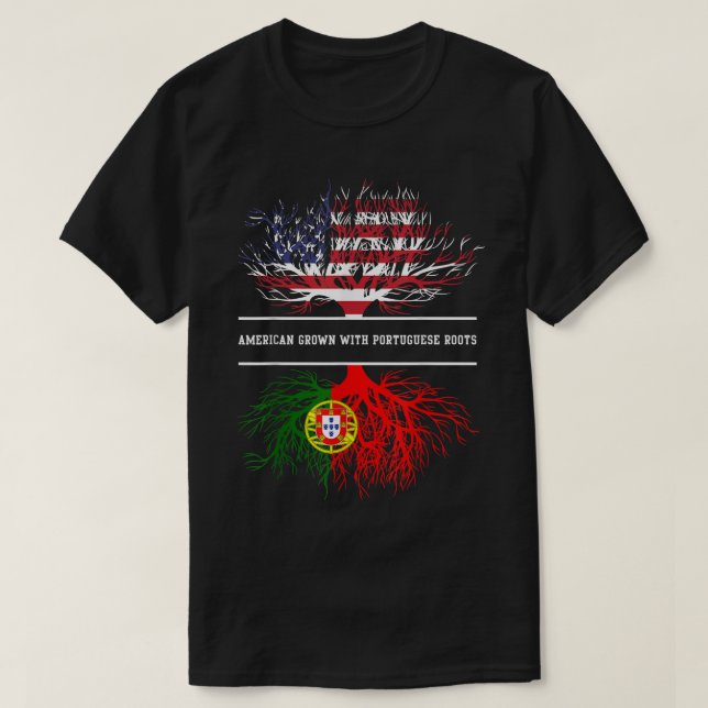 American Grown With Portuguese Roots  Portugal Tee (Design Front)