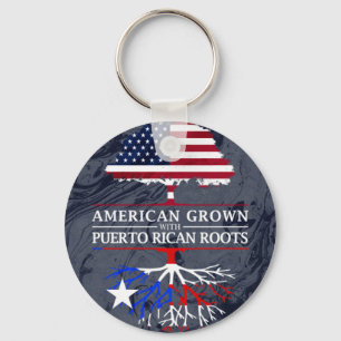 American Grown with Puerto Rican Roots Marble Key Ring