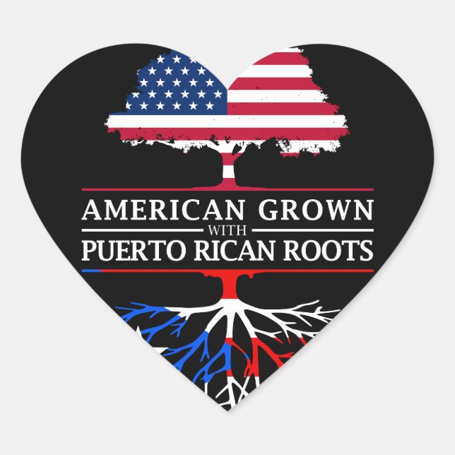 American Grown with Puerto Rican Roots   Puerto Heart Sticker (Front)