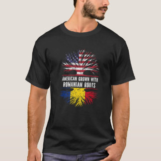 American Grown With Romanian Roots USA Flag Romani T-Shirt