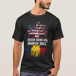 American Grown with Romanian Roots USA Flag T-Shirt