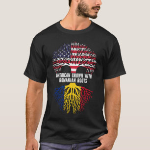 American Grown with Romanian Roots USA Flag T-Shirt