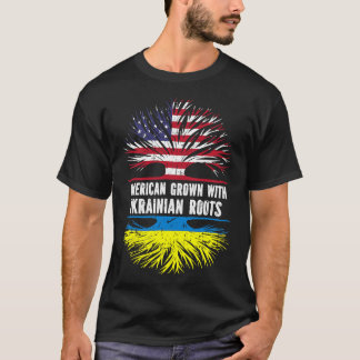 American Grown with  Roots USA Flag Ukraine T-Shirt