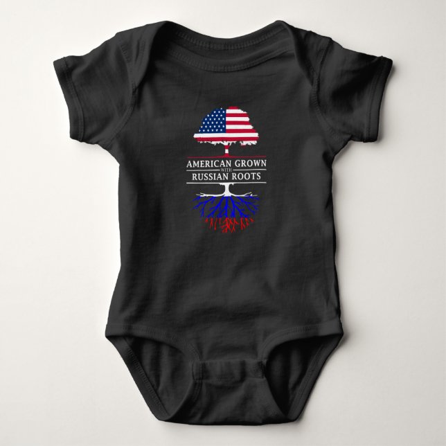 American Grown with Russian Roots   Russia Design Baby Bodysuit (Front)