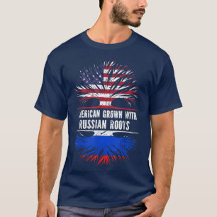 American Grown with Russian Roots USA Flag Russia T-Shirt