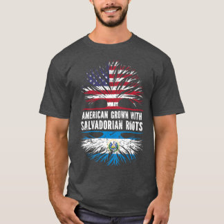 American Grown with Salvadorian Roots USA Flag El  T-Shirt