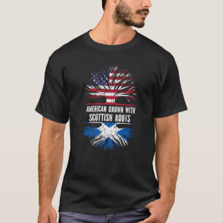 American Grown With Scottish Roots Usa Flag Scotla T-Shirt