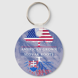 American Grown with Slovak Roots Marble Style Key Ring