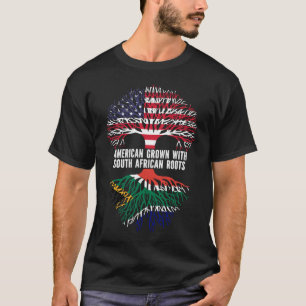 American Grown with South African Roots USA Flag T-Shirt