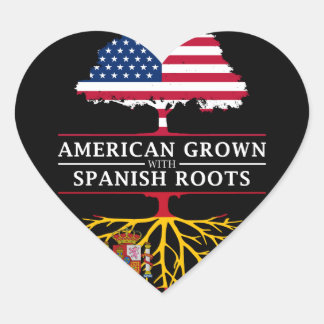 American Grown with Spanish Roots Spain Design Heart Sticker