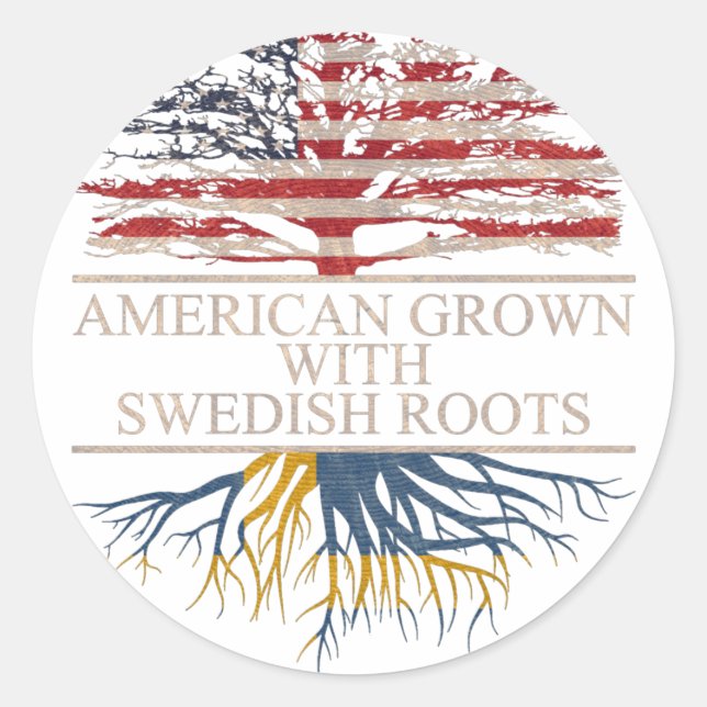 American grown with swedish roots classic round sticker (Front)