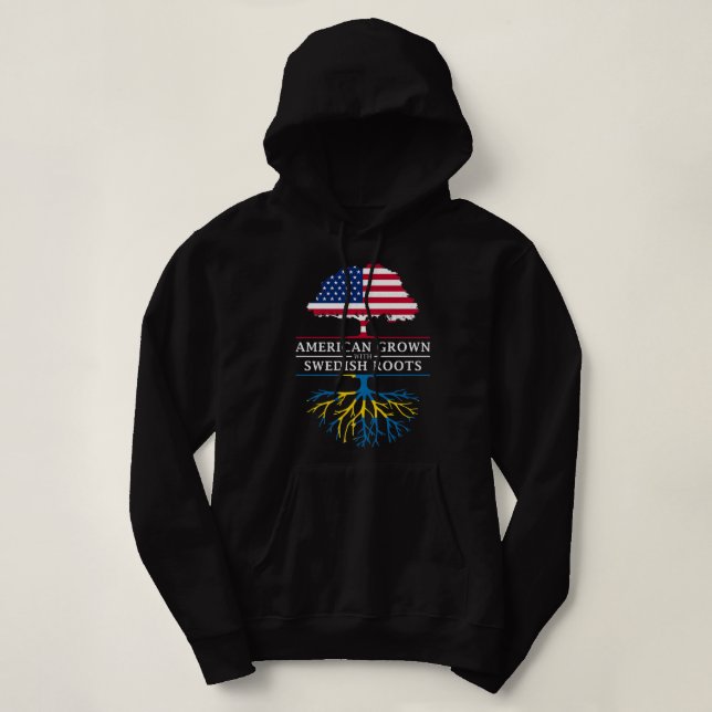 American Grown with Swedish Roots Sweden Pride Pre Hoodie (Design Front)