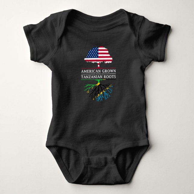 American Grown with Tanzanian Roots   Tanzania Baby Bodysuit (Front)