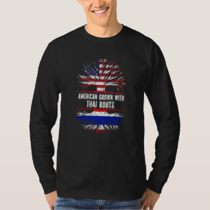 American Grown With Thai Roots Usa Flag Thailand T-Shirt