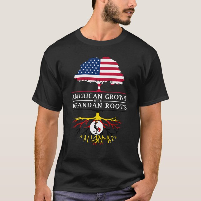 American Grown with Ugandan Roots   Uganda Design T-Shirt (Front)