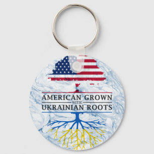 American Grown with Ukrainian Roots Marble Style Key Ring