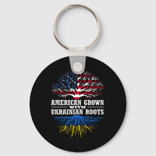 American Grown With Ukrainian Roots Tree Usa Ukrai Key Ring