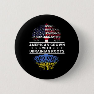 American Grown With Ukrainian Roots - Ukraine 6 Cm Round Badge